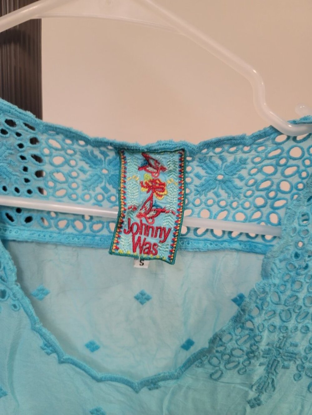 Johnny Was Darla Embroidered Scoop Eyelet Tunic Size S Blue - Picture 3 of 4